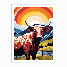 Highland Cow Cartoon Pop Art 1 Art Print