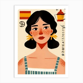 Pretty Spanish Girl Portrait Art Print