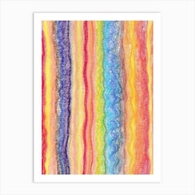 Rainbow Stripes, Abstract Colorful Painting. Art Print