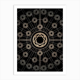 Geometric Glyph Radial Array in Glitter Gold on Black n.0200 Art Print