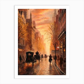 City At Sunset Art Print