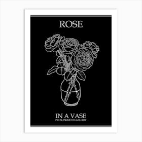 Rose In A Vase Line Drawing 5 Poster Inverted Art Print