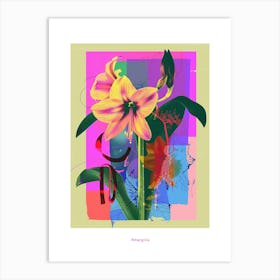 Amaryllis 5 Neon Flower Collage Poster Art Print