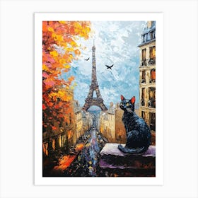 Black Cat In Paris 1 Art Print