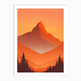 Misty Mountains Vertical Composition In Orange Tone 125 Art Print