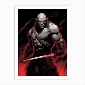 Warcraft Orc with blade Art Print