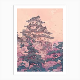 Himeji Japan 2 Retro Illustration Art Print