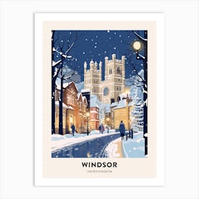 Winter Night  Travel Poster Windsor United Kingdom 4 Art Print