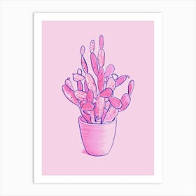 Pink Cactus Art Print