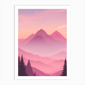 Misty Mountains Vertical Background In Pink Tone 24 Art Print