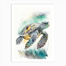 Leatherback Sea Turtle (Dermochelys Coriacea), Sea Turtle Storybook Watercolours 1 Art Print