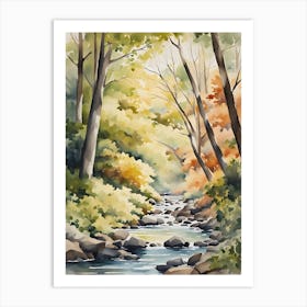 Watercolor Of A Stream 5 Art Print