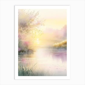 Sunrise Over Pond Waterscape Gouache 2 Art Print