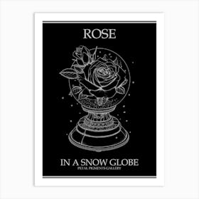 Rose In A Snow Globe Line Drawing 3 Poster Inverted Art Print