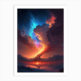 Night Sky Nebula Sunset Art Print