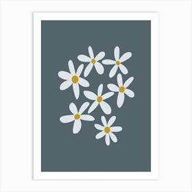 Daisies Navy Art Print