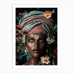 African Woman with Headress Art Print