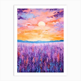 Sunset In Lavender Field 3 Art Print