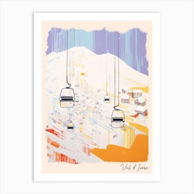 Poster Of Val D Isere   France, Ski Resort Pastel Colours Illustration 0 Art Print