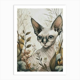 Sphynx Cat Japanese Illustration 4 Art Print