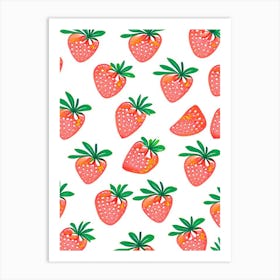 Strawberry Repeat Pattern, Fruit, Tarazzo Art Print