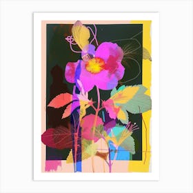 Evening Primrose 2 Neon Flower Collage Art Print