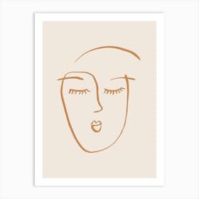 Line Face Girl 2 Art Print
