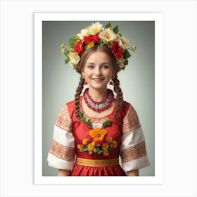 Russian Girl In Traditional Dress Art Print