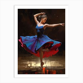 Dancer In Blue Dress Art Print