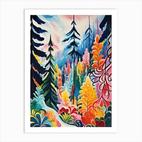 Winter Snow Snow Coniferous Forest Illustration 6 Art Print