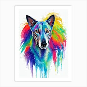 Greyhound Rainbow Oil Painting Dog Art Print