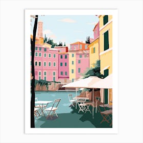 Portofino, Italy, Flat Pastels Tones Illustration 4 Art Print