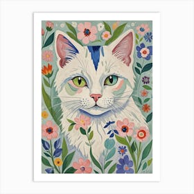 Floral Cat no2 Art Print