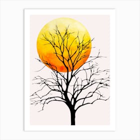 Bare Tree At Sunset Art Print