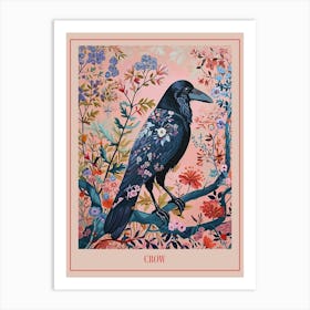 Floral Animal Painting Crow 2 Poster Art Print