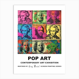 Poster Dollar Bills Pop Art 4 Art Print