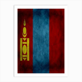 Mongolia Flag Texture Art Print