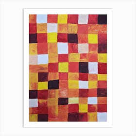 Red yellow pixel squares Art Print