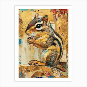 Chipmunk Gold Effect Collage 4 Art Print