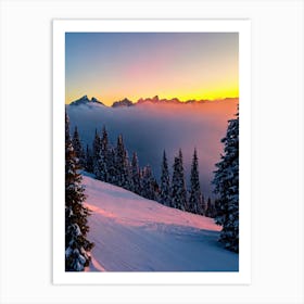 Les Diablerets, Switzerland 1 Sunrise Skiing Poster Art Print