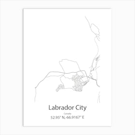 Labrador City,Canada Minimalist Map Art Print