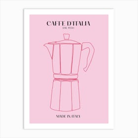 Italian Coffee Poster Pink Espresso Illustration Vintage Coffee Print Illustrations Gift Art Print