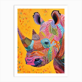 Kitsch Colourful Rhino 3 Art Print