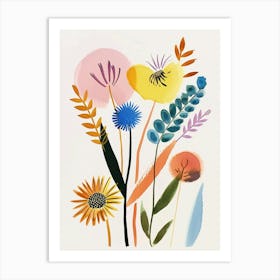 Painted Florals Fountain Grass 1 Art Print