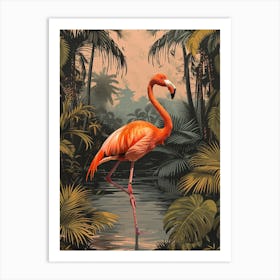 Greater Flamingo South Asia India Tropical Illustration 2 Art Print