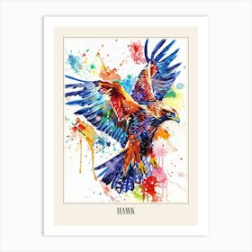 Hawk Colourful Watercolour 3 Poster Art Print