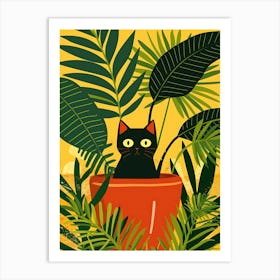 Cute Black Cat in a Plant Pot 20 Art Print