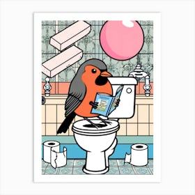 Bird On Toilet 1 Art Print