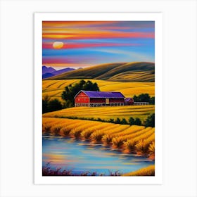 Sunset At The Farm 2 Art Print