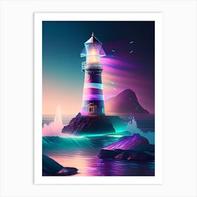 Lighthouse, Waterscape Holographic 1 Art Print
